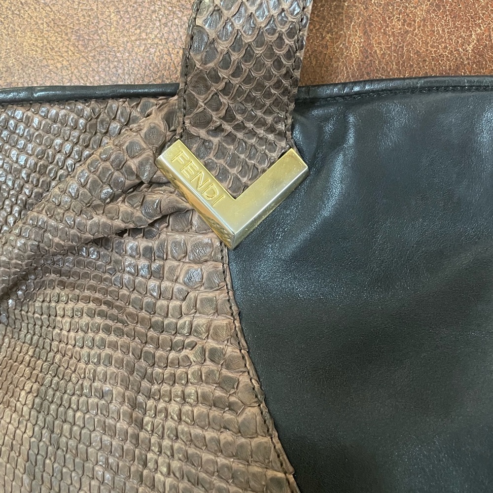 Fendi Python And Leather Tote Bag - image 6